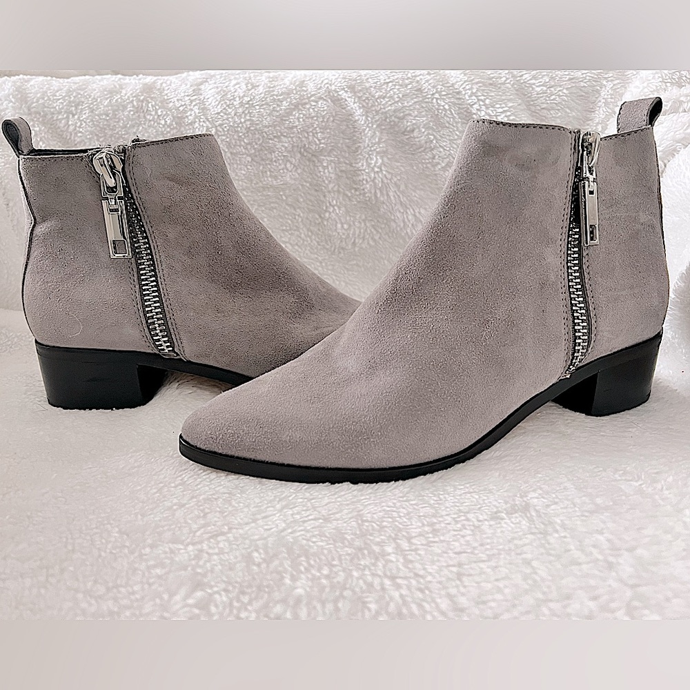 Suede Ankle Booties - Light Grey size 7.5
